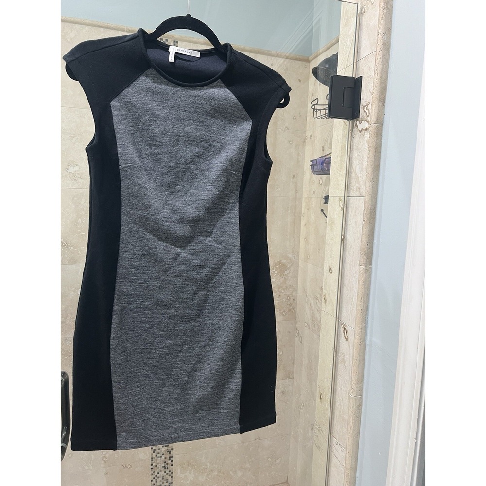 Derek Lam 10 Crosby Gray Black Colorblock Wool Blend Sleeveless Dress Size 6